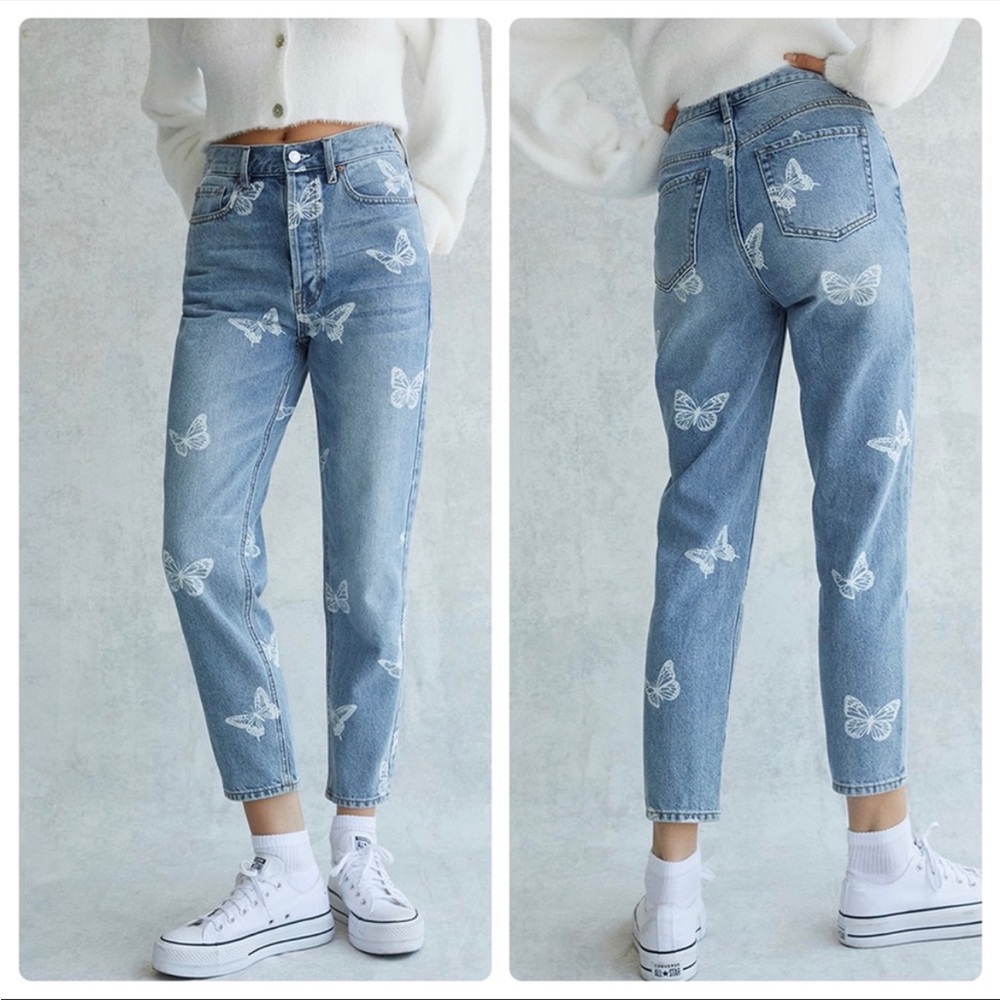 PACSUN Ultra High Rise Slim Jeans Butterfly Print